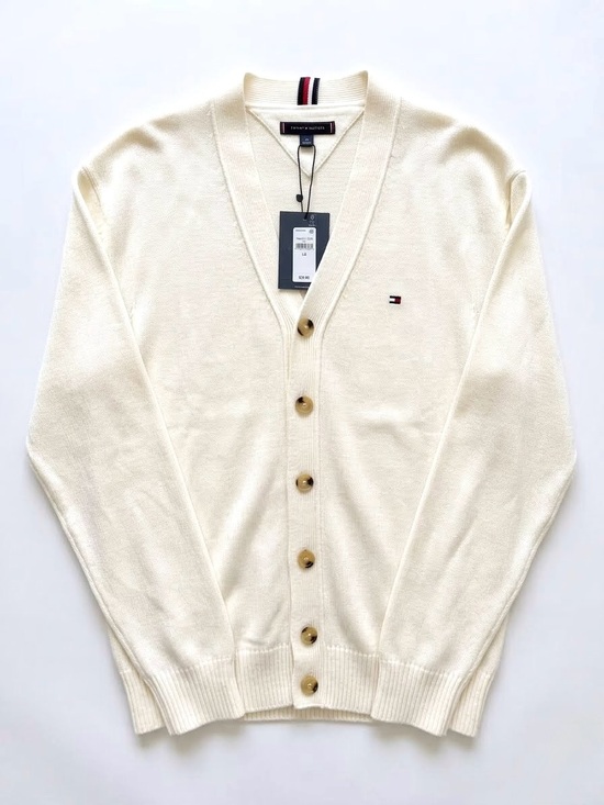 Tommy Hilfiger Other - Tommy Hilfiger Cardigan Sweater Large Cream White V-Neck NWT Preppy Grandpacore